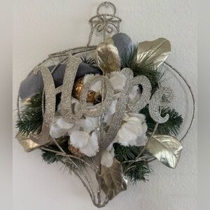 Holiday Ornament Shaped Wreath with Hope Sign